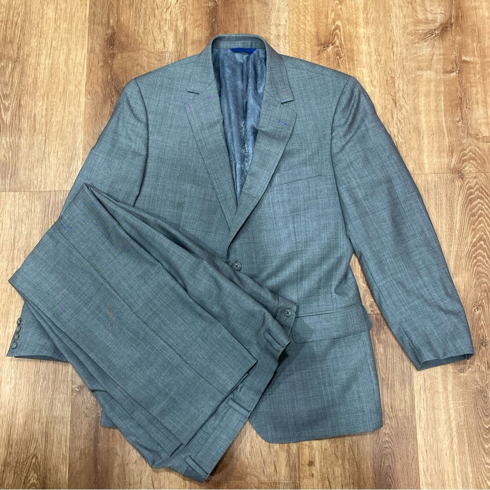Men's Classic Gray Suit Vitale Barberis Canonico Wool 2 Piece Jacket Pants 41R